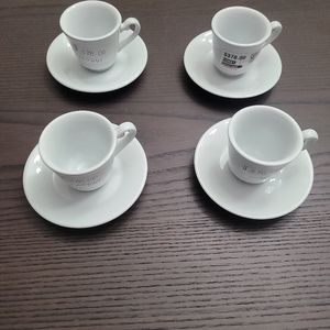 RICHARD GINORI 1856 LOT of 4 WHITE DEMITASSE ESPRESSO CUPS and SAUCERS